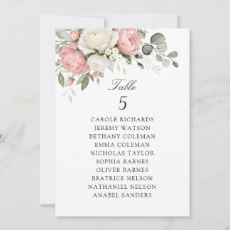 Invitation Floral Blush Pink Wedding Table Seating Chart Card