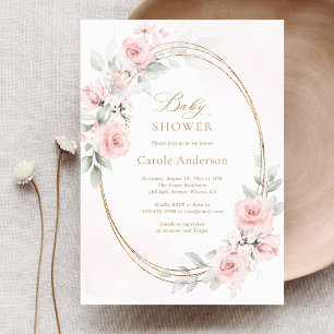 Invitation Floral Blush rose or bébé fille Douche