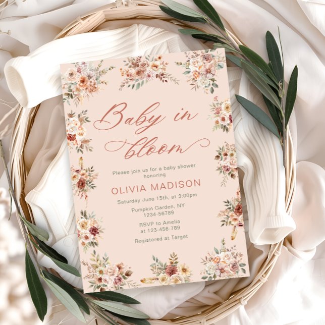 Invitation Floral Boho Baby Shower (Créateur téléchargé)