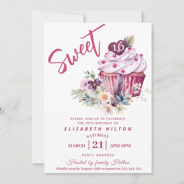 Invitation Floral boho de pouce moderne (Devant)