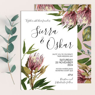 Invitation Floral Boho Protea Fleurs autochtones Mariage