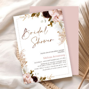 Invitation Floral Boho rustique avec Fête des mariées de cadr