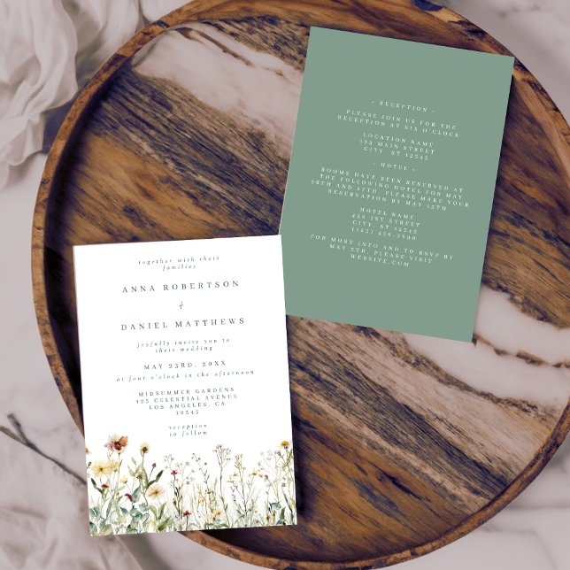Invitation Floral Boho Rustique tout en un Mariage (Créateur téléchargé)