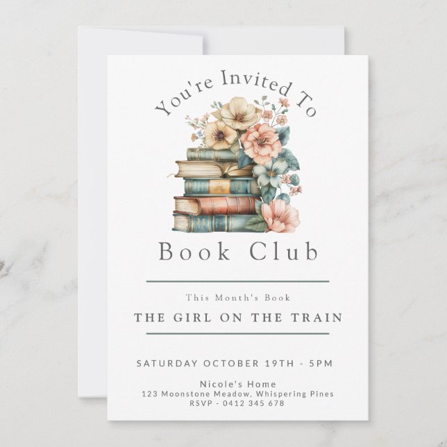 Invitation Floral Book Club (Devant)