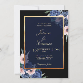 Invitation Floral botanique Elégant mariage or