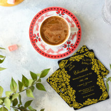 Floral botanique noir et or 30e anniversaire