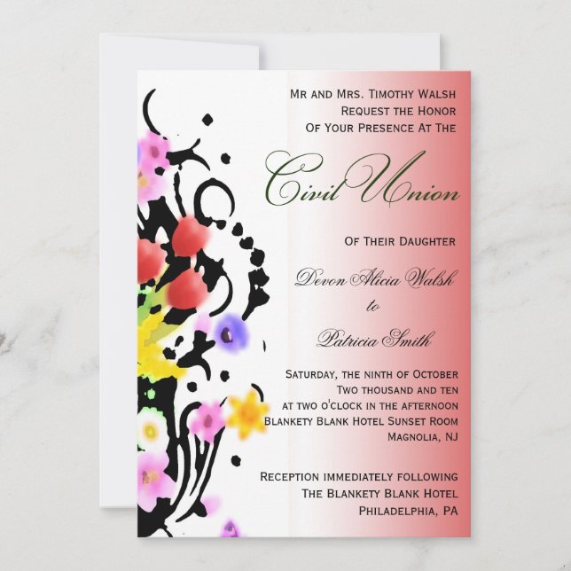 Invitation Floral Bouquet Civil Union (Devant)