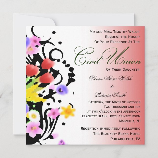 Invitation Floral Bouquet Civil Union (Devant)