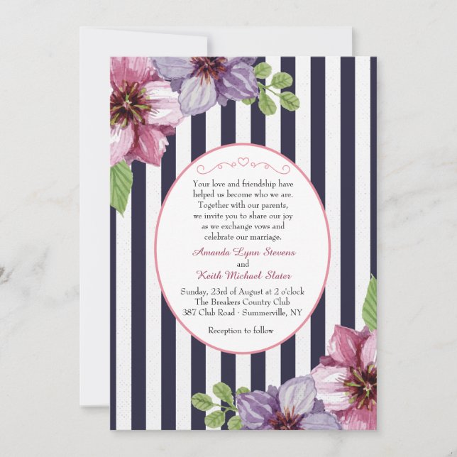 Invitation Floral Cameo (Devant)