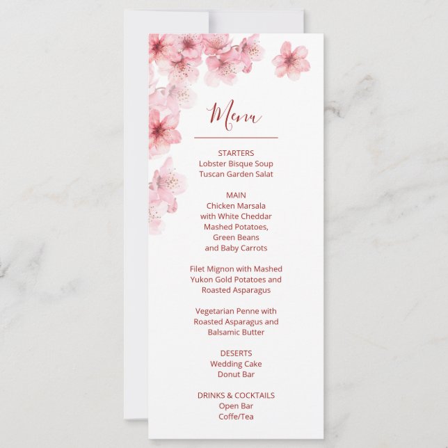 Invitation Floral Cherry Blossom Pink White Wedding    (Devant)