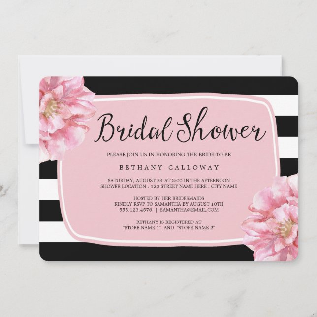 Invitation Floral Chic à la douche nuptiale / Rose (Devant)