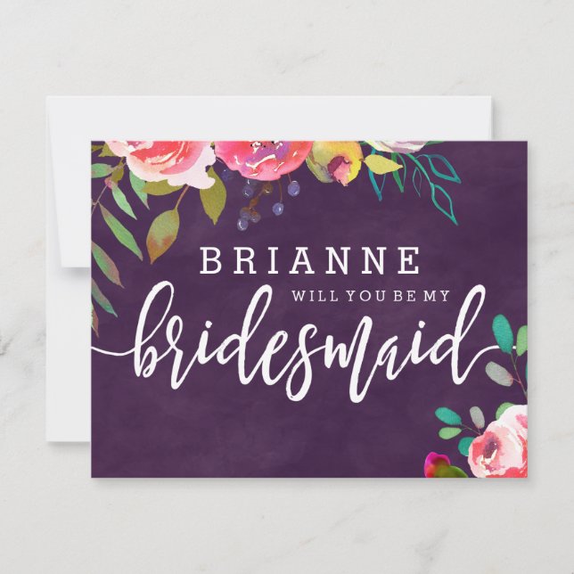 Invitation Floral Chic En Pleine Floraison Serez-Vous Ma Femm (Devant)