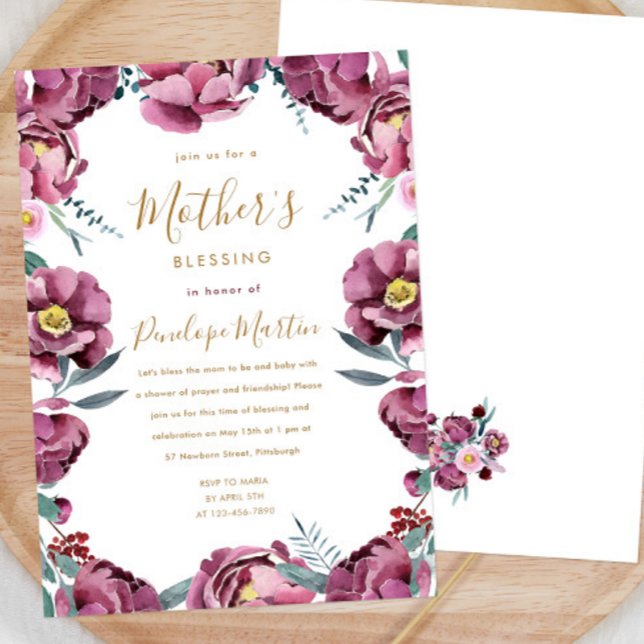 Invitation Floral Christian Mère et Baby Blessing Party (Créateur téléchargé)