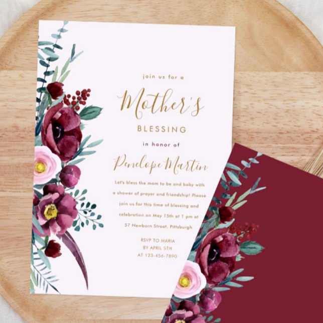 Invitation Floral Christian Mère et Baby Blessing Party (Créateur téléchargé)