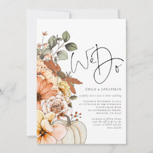 Invitation Floral Citrouille Automne Nous faisons QR Code Mar