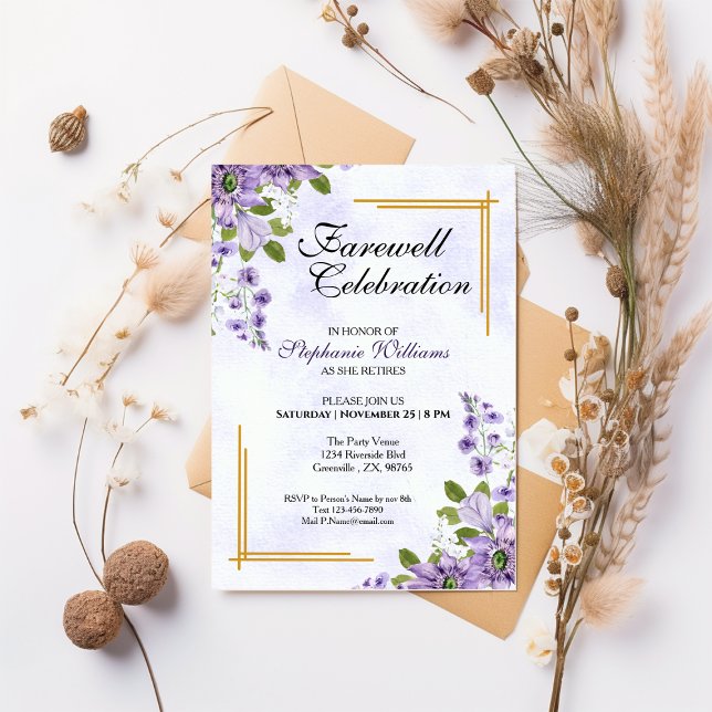 Invitation Floral Classic Élégante Fête d'adieu féminin (Créateur téléchargé)