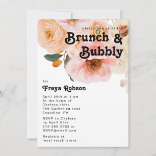 Invitation Floral coloré gras   Brunch et bulle