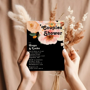 Invitation Floral coloré gras   Couples noirs douche