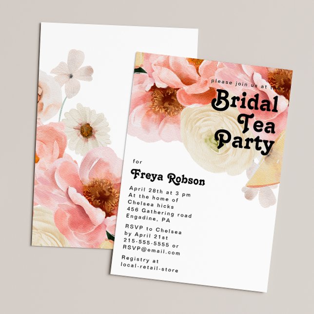 Invitation Floral coloré gras | Tea Party (Créateur téléchargé)