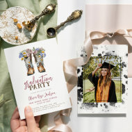 Invitation Floral Cowboy Boot Western Graduation Party