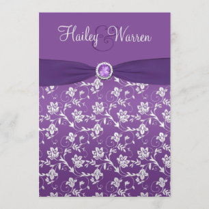 Invitation floral d'argent violet de RIBBON