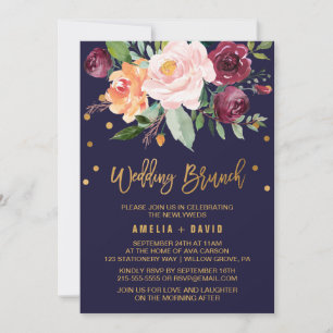 Invitation Floral d'automne avec Mariage de retenue de courge