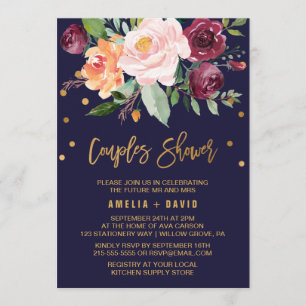 Invitation Floral d'automne avec Wreath Backing Couples Douch