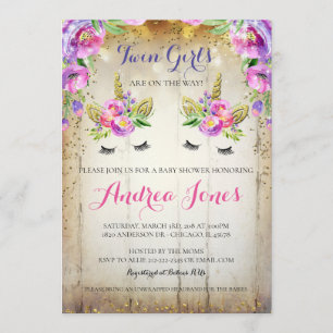 Invitation floral de baby shower de licorne de