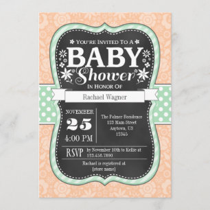 Invitation floral de baby shower de tableau en bon