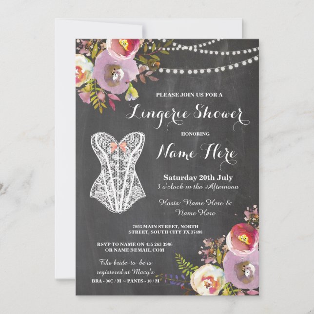 Invitation floral de craie nuptiale de partie de (Devant)