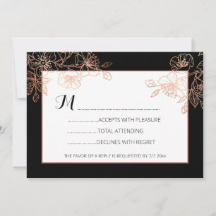 Invitation Floral de cuivre noir   Mariage gothique RSVP
