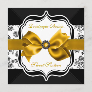Invitation floral de damassé avec l'arc d'or