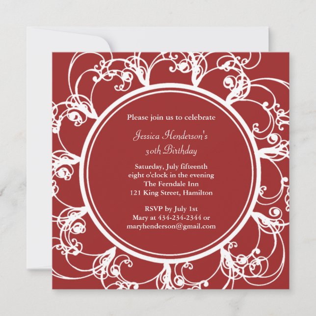 Invitation floral de fantaisie d'anniversaire (Devant)