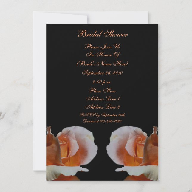 Invitation floral de Fête de la mariée de noir de (Devant)