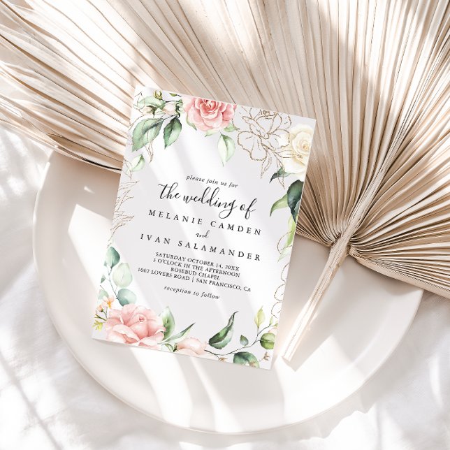 Invitation Floral De Foliage Vert Or Le Mariage De (Créateur téléchargé)