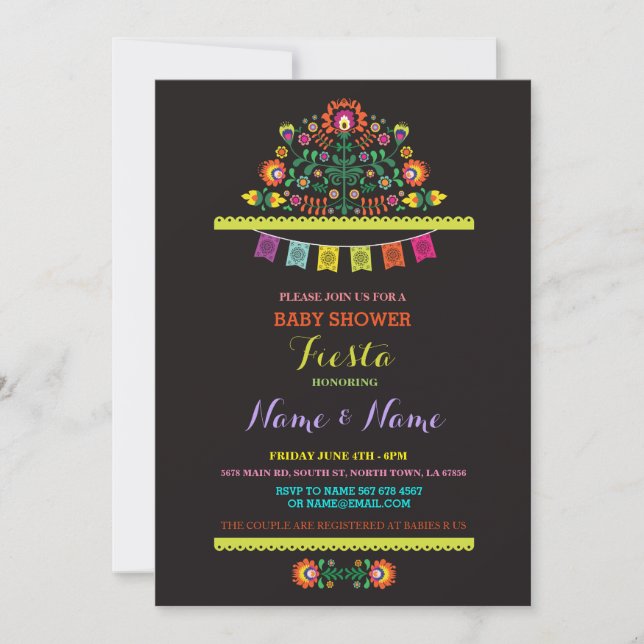 Invitation floral de garçon mexicain de fille de (Devant)