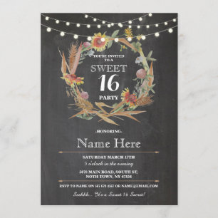 Invitation floral de guirlande de craie de fête