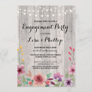 Invitation floral de la fête de l'engagement Rusti