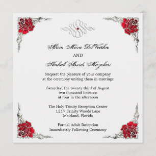 Invitation floral de mariage d'accent argenté