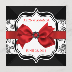 Invitation floral de Mariage damassé avec Bow
