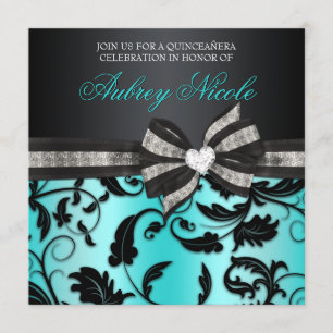 Invitation floral de Quinceañera de remous avec