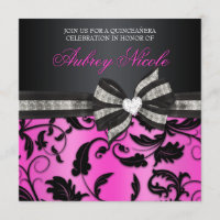 Invitation floral de Quinceañera de remous avec