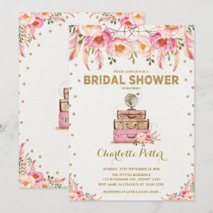 Invitation floral de rose de Fête de la mariée