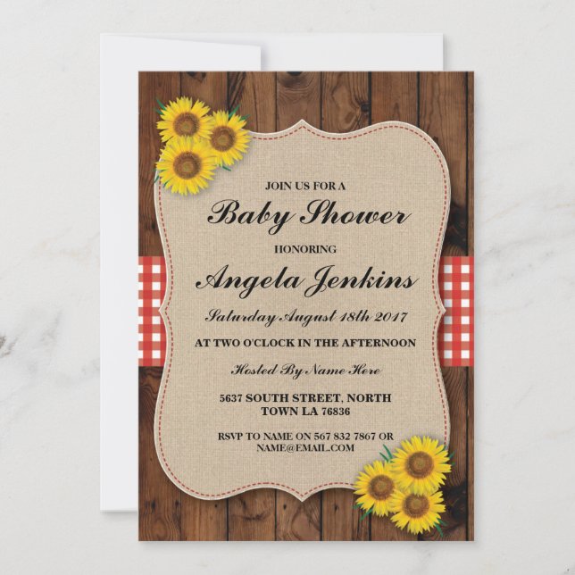 Invitation floral de toile de jute en bois de (Devant)