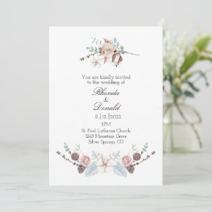 Invitation Floral d'hiver et Mariage d'aquarelle de feuillage