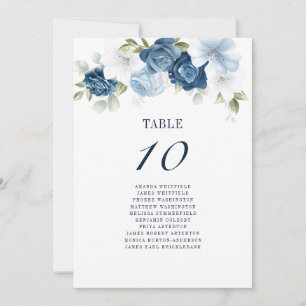 Invitation Floral Dusty Blue Table Numéro Mariage Réception