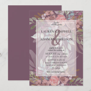 Invitation Floral Dusty Burgundy Ampersand Mariage
