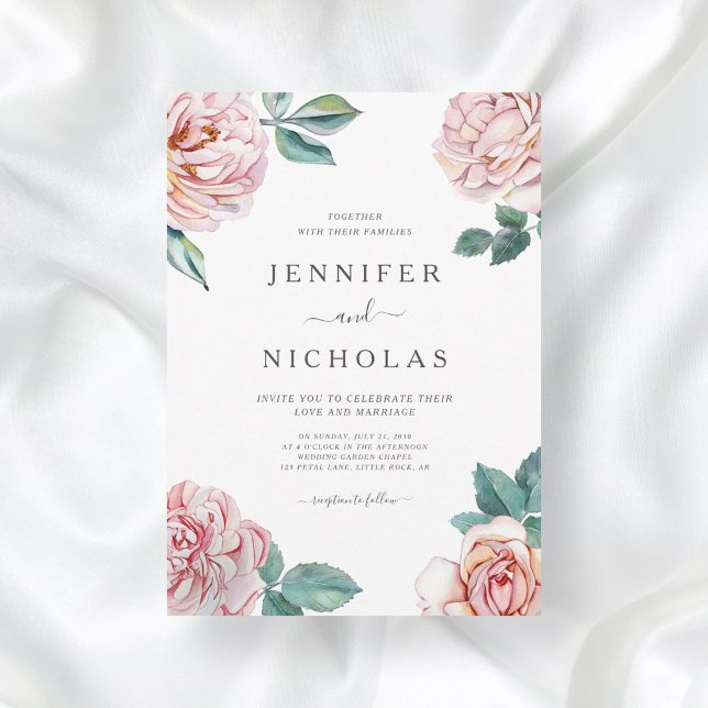 Invitation Floral Dusty Rose Blush Pink Peonies Mariage (Créateur téléchargé)