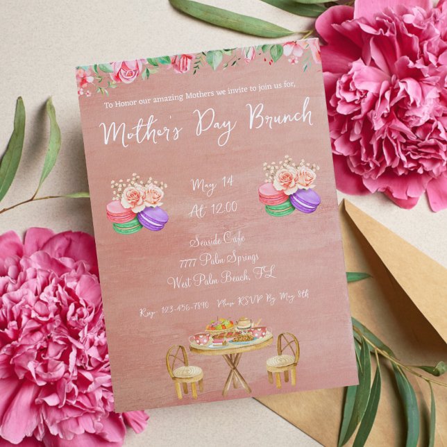 Invitation Floral Dusty Rose Fête des Mères Brunch (Créateur téléchargé)