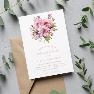 Invitation Floral Dusty rose Fleur sauvage Jardin d'été maria